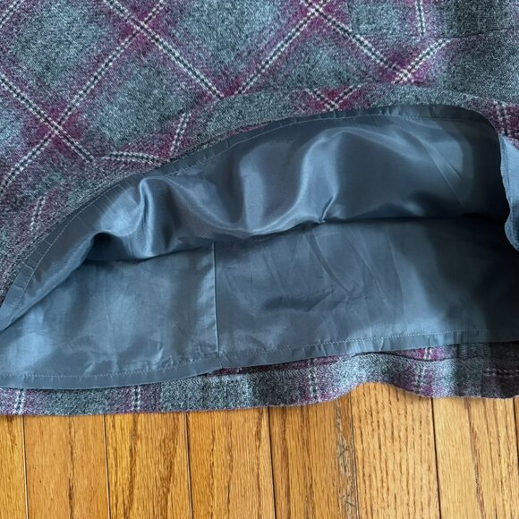 Talbots Petites Wool-Blend Gray & Lavender Plaid A-Line Skirt – Size 6P - Picture 5 of 9